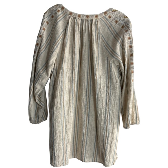 PURE JILL Striped Embroidered Tunic in Beige / Cream Size M — SUPER BOHO VIBES! - Picture 2 of 6